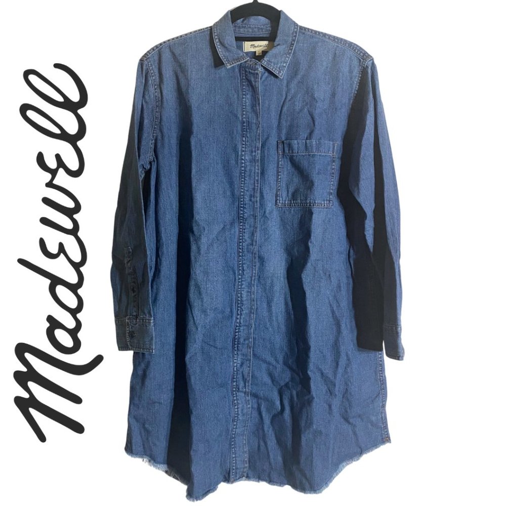 Madewell Denim Chambray Raw Hem Shift Dress